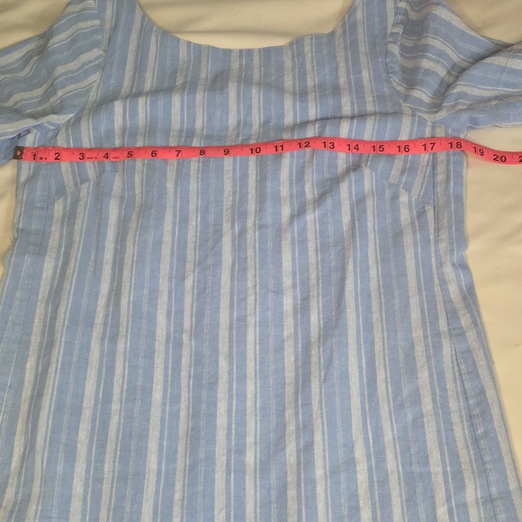 Anthropologie Light Blue Striped Boatneck Mini Dress - Picture 7 of 10